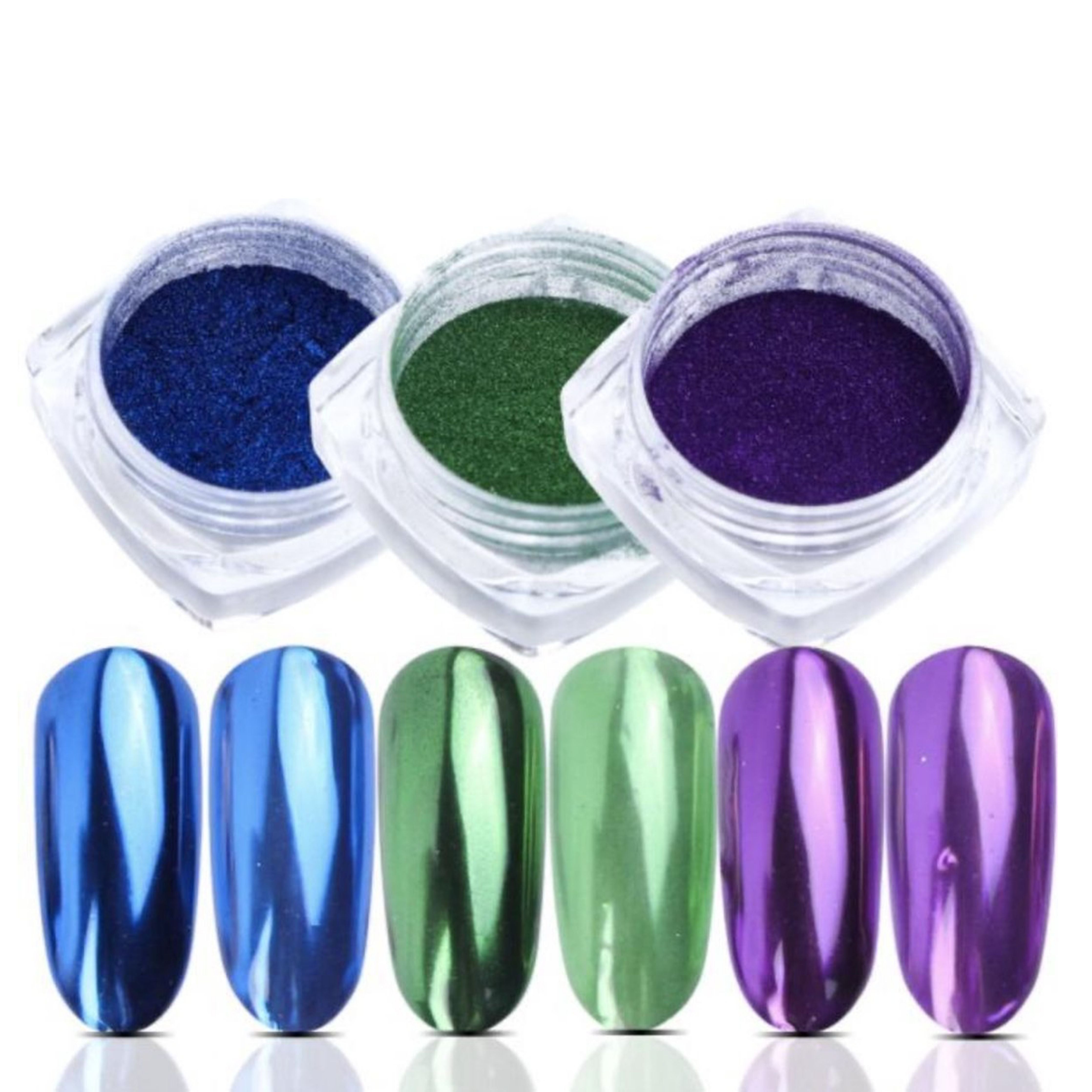 GUAPÀ® Holografische Glitter Poeder Set | Paars & Blauw & Groen