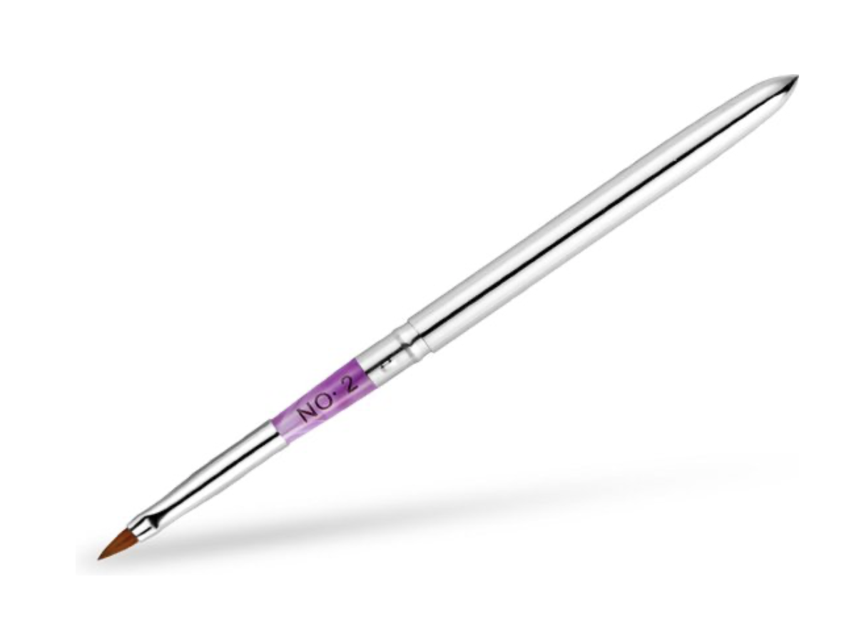 Zilver/Zwart Acryl Penseel - #2 - High Quality - Gio Cosmetics