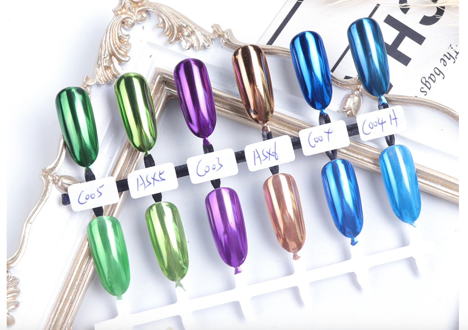 GUAPÀ - Holografische Glitter Poeder Set - Paars & Blauw & Groen - Chrome Nails - 3 stuks - Gio Cosmetics