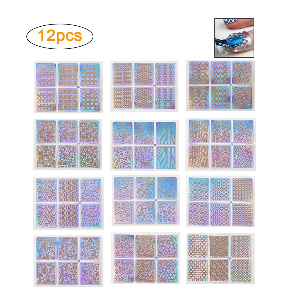 GUAPÀ - Nail Art Nagel Sjabloon Stickers 12 vellen - Zelfklevende Nagelstickers & Nageldecoratie - Gio Cosmetics