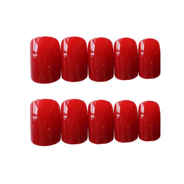 Plaknagels 24 stuks + lijm Rood - Gio Cosmetics