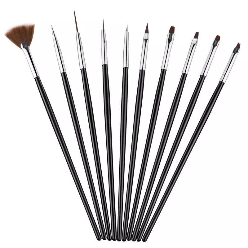 Nail Art penselen 10 Delig Zwart - Gio Cosmetics