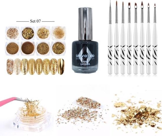 GUAPÀ® Nail Art Glitter Poeder Set Unique | Goud