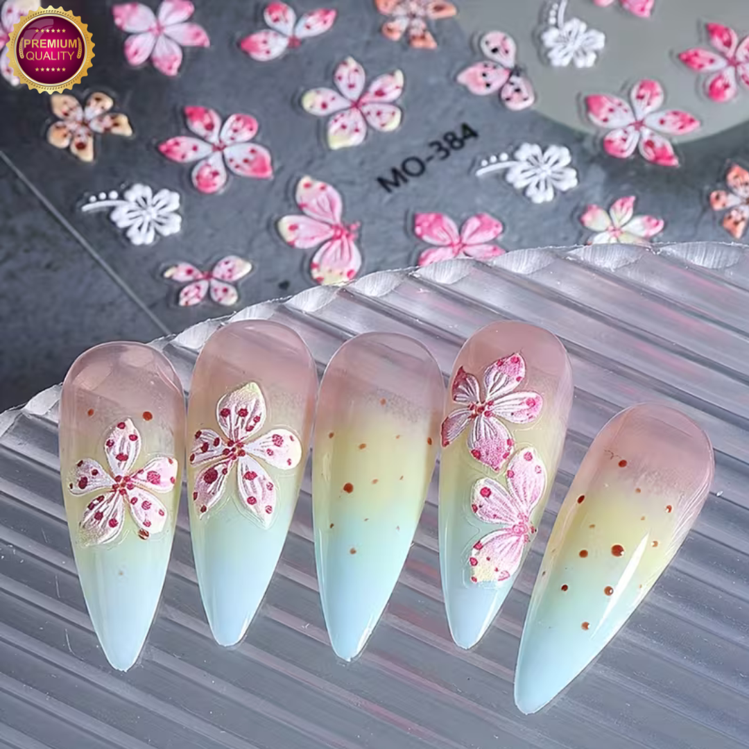 GUAPÀ® Nagelstickers Bloementjes 3 Vellen | Tropische Bloemen Diverse Kleuren