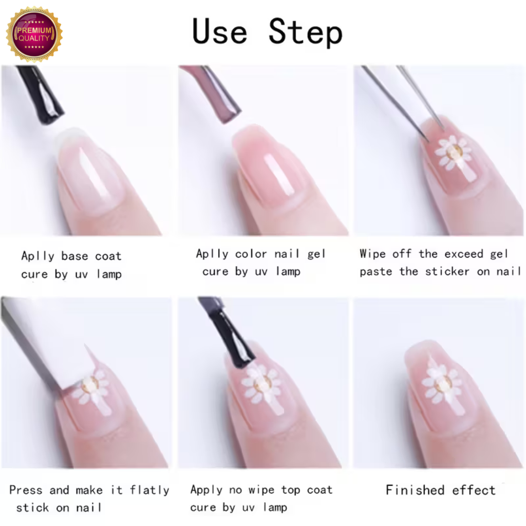 Nagelstickers Bloement 3 Vellen | Nail Decals | Taupe Roze Lelie Bloemen