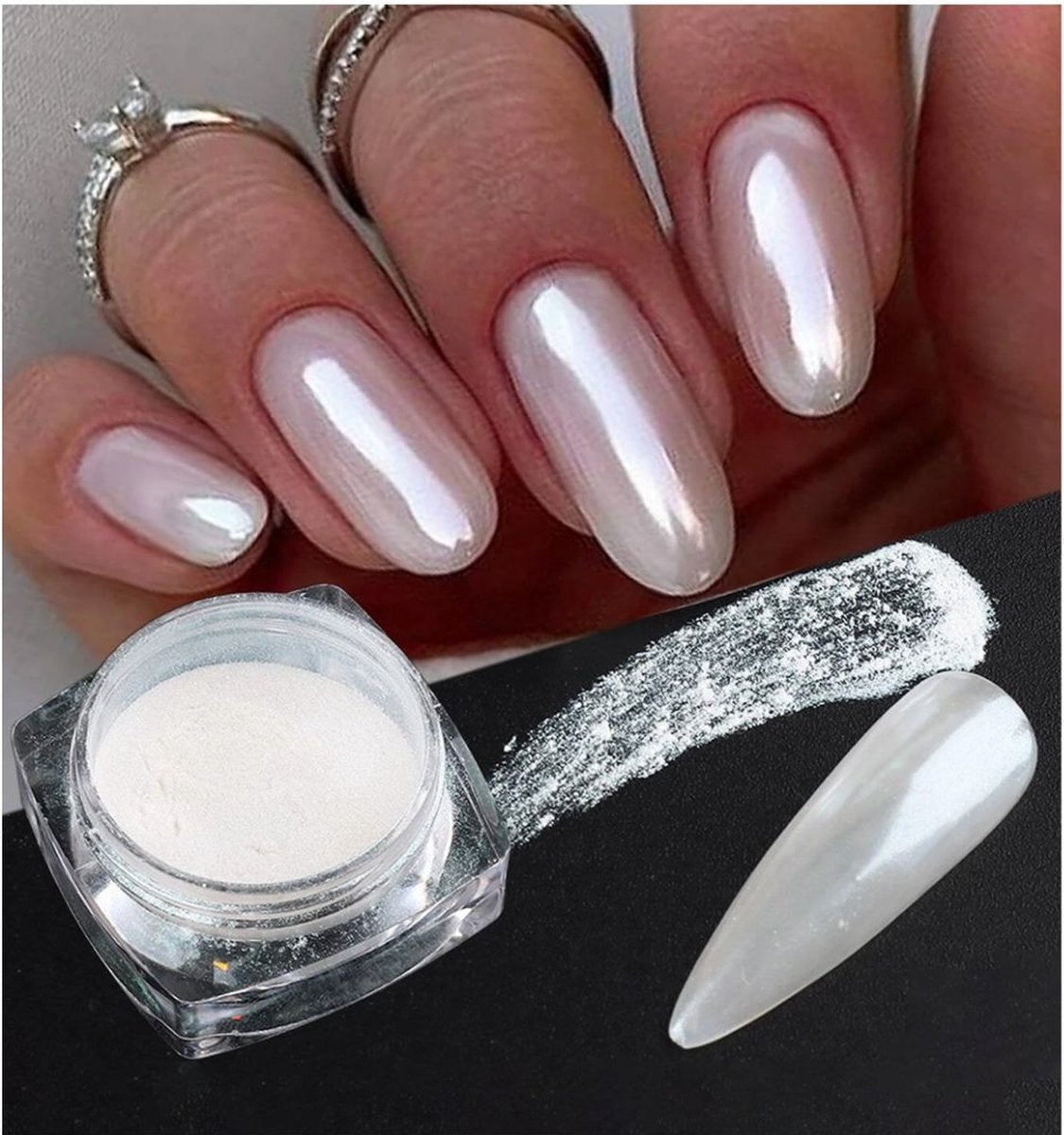 GUAPÀ® Holografische Spiegel Glitter Poeder | 1 stuks witte poeder