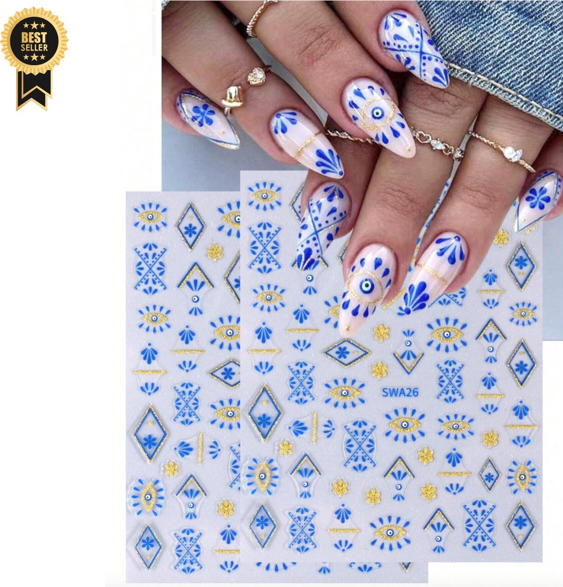 GUAPÀ® Nagelstickers Bohemeemse Style | 2 Vellen nagel stickers diverse patronen | Zelfklevende Nagelstickers | Nail Decals | Nail Art | 2 vellen Nagelstickers Bohemeemse Style