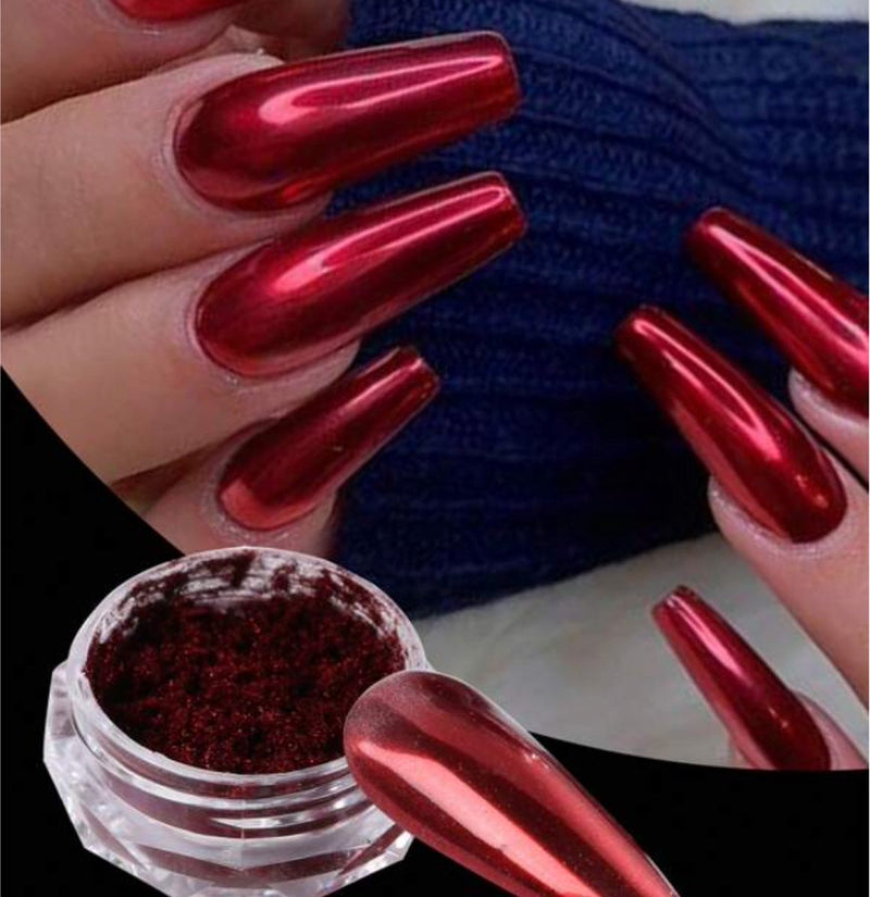GUAPÀ® Holografische Glitter Poeder Set | Nail Art glitters | Nail Art & Nagel Decoratie | Spiegel en pigment poeder | Chrome Nagels | 1 stuks Rode nagelpoeder