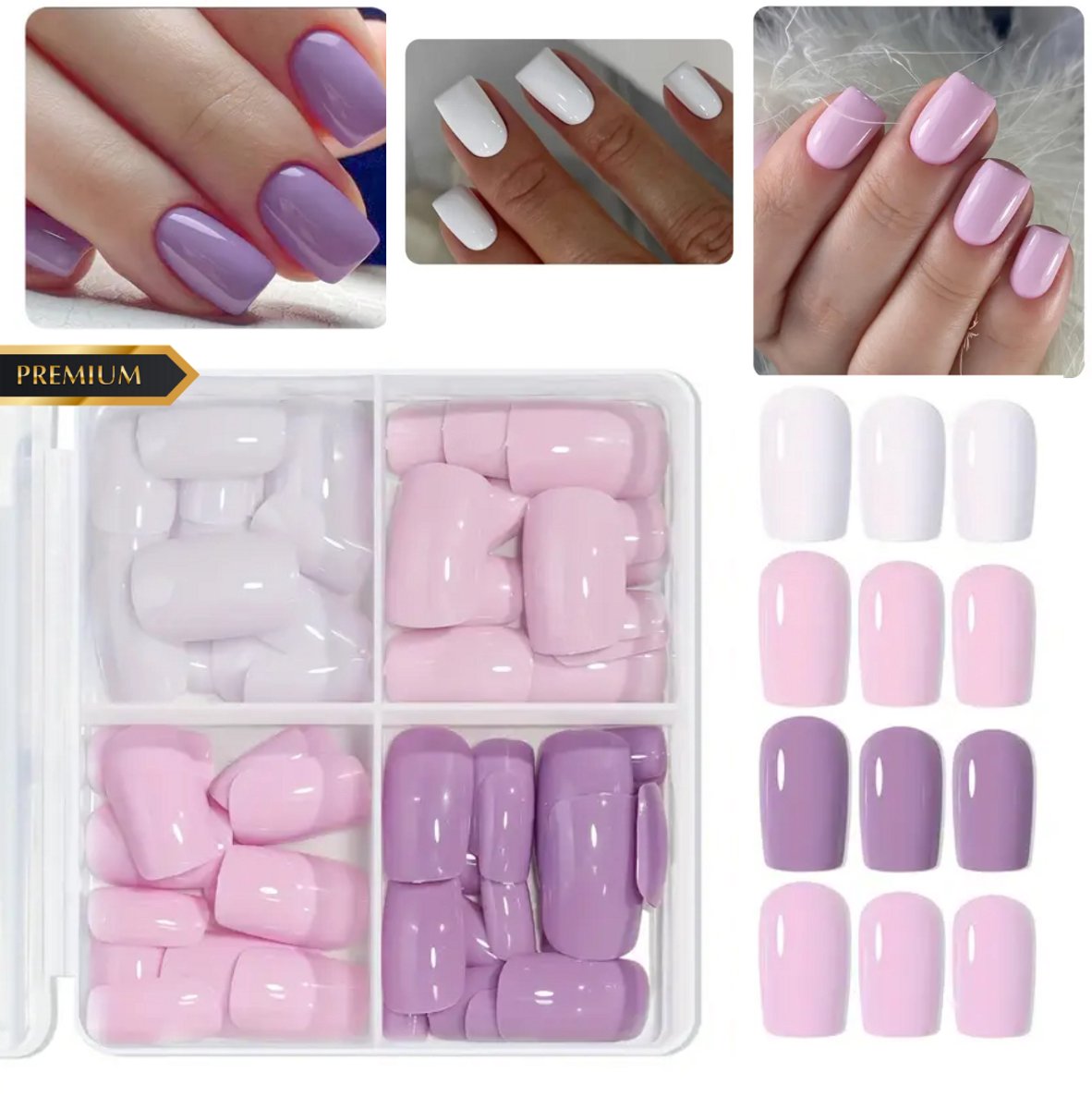 GUAPÀ® Plaknagels Roze Tinten | 96 stuks valse nagels | Press On Nails | Zelfklevende Plaknagels | Nepnagels | Kunstnagels | Compleet plaknagels starterspakket | Nagels Wraps | Nail Art | Feest Nagels | 96 stuks plaknagels Roze Tinten