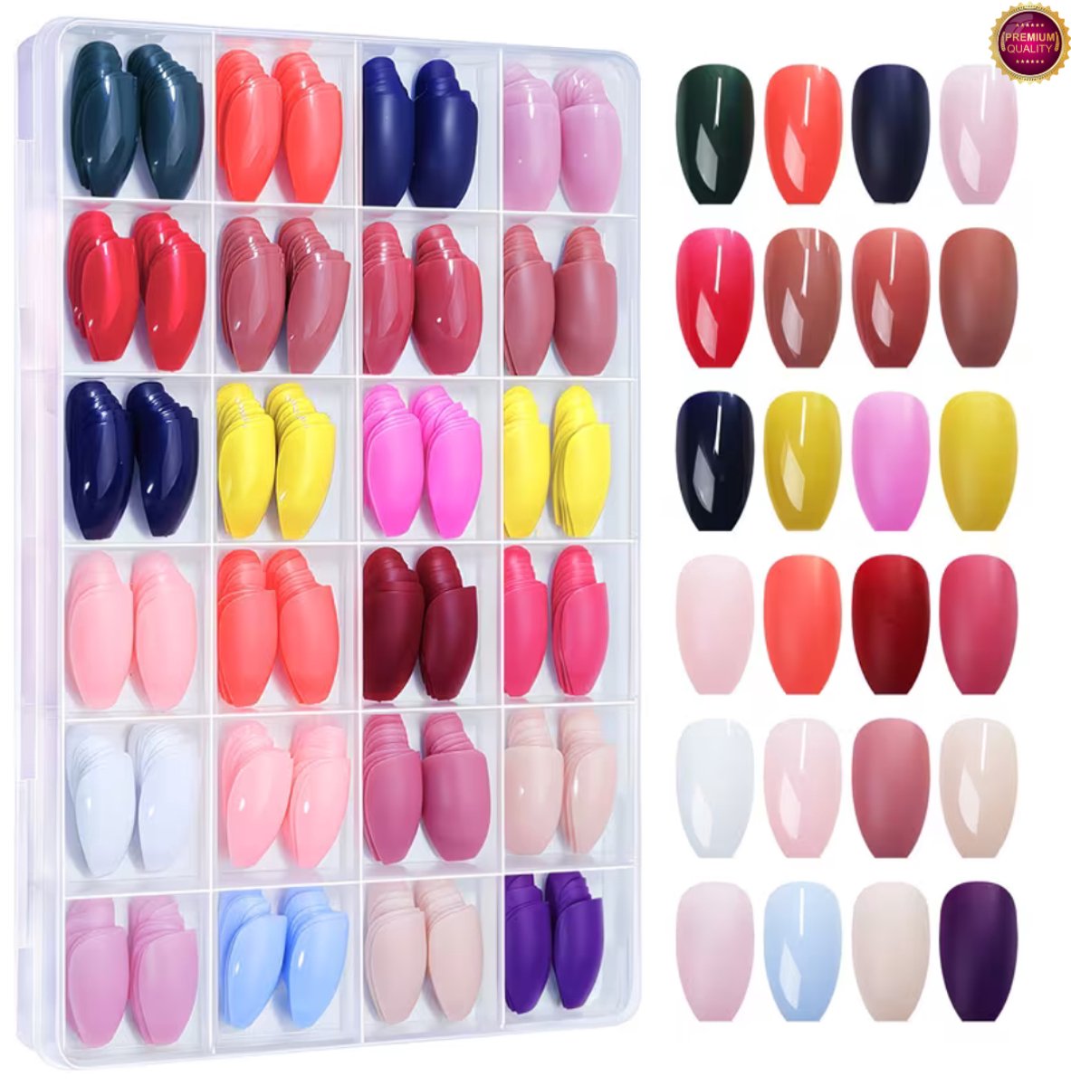 GUAPÀ® Plaknagels Ballet Tips | 576 Pcs Neon en Pastel Tinten | Valse nagels | Press On Nails | Zelfklevende Plaknagels | Nepnagels | Kunstnagels | Compleet plaknagels starterspakket | Ballet Nagel Tips | 576 stuks plaknagels Neon en Pastel tinten