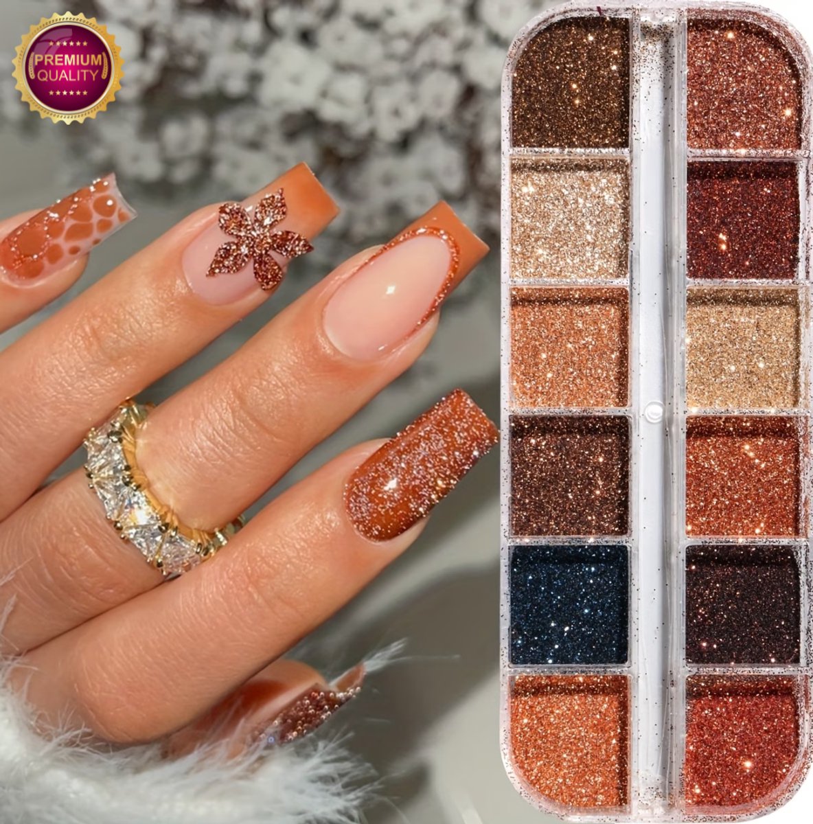 GUAPÀ® Nagel Glitter Poeder Set 12 kleuren | Nagelversiering | Nail Art Glitters | Holografische Poeders | Nail Art & Nagel Decoratie | Spiegel en pigment poeder | Chrome Nagels | 12 stuks diverse kleur Glitter Poeders Goud Navy