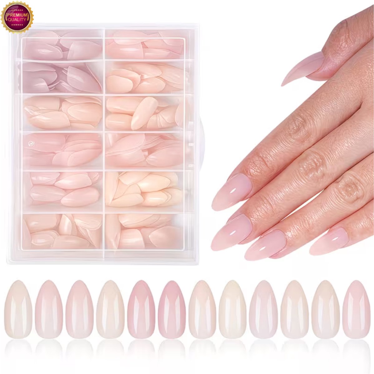 GUAPÀ® Plaknagels 288 Pcs Parelmoer Kleuren | Almond Nagel Tips | Holografische Nagels | Kunstnagels | Valse nagels | Press On Nails | Nepnagels Diverse Parelmoer Kleuren 288 Stuks Almond Shape