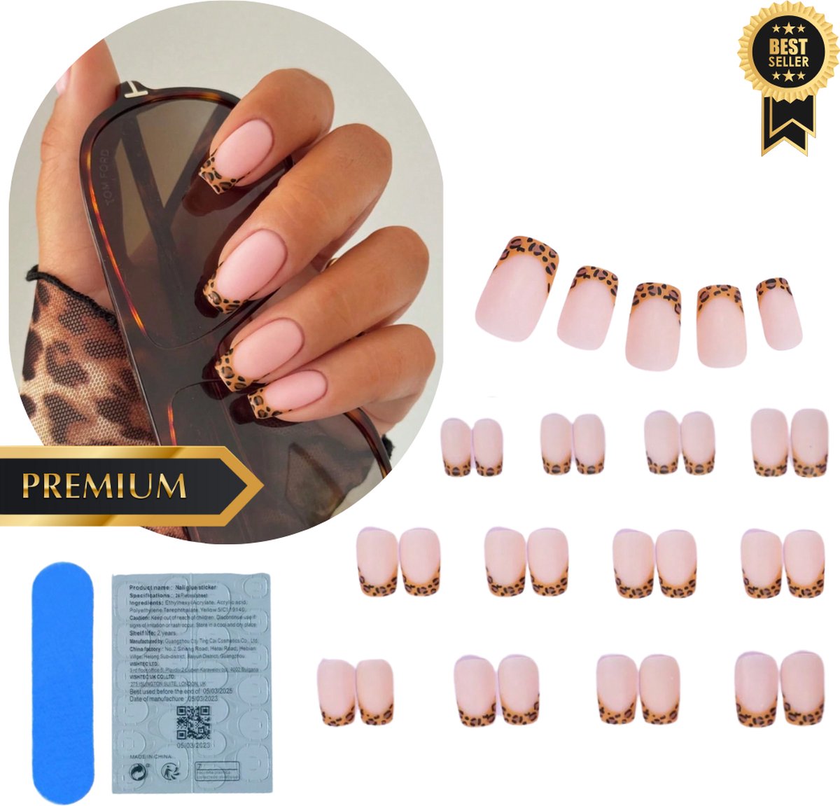 GUAPÀ® Plaknagels Luipaard Print | 24 stuks valse nagels | Press On Nails | Zelfklevende Plaknagels | Nepnagels | Kunstnagels | Compleet plaknagels starterspakket | Franse Nagels | Feest Nagels | 24 stuks plaknagels Luipaard Print