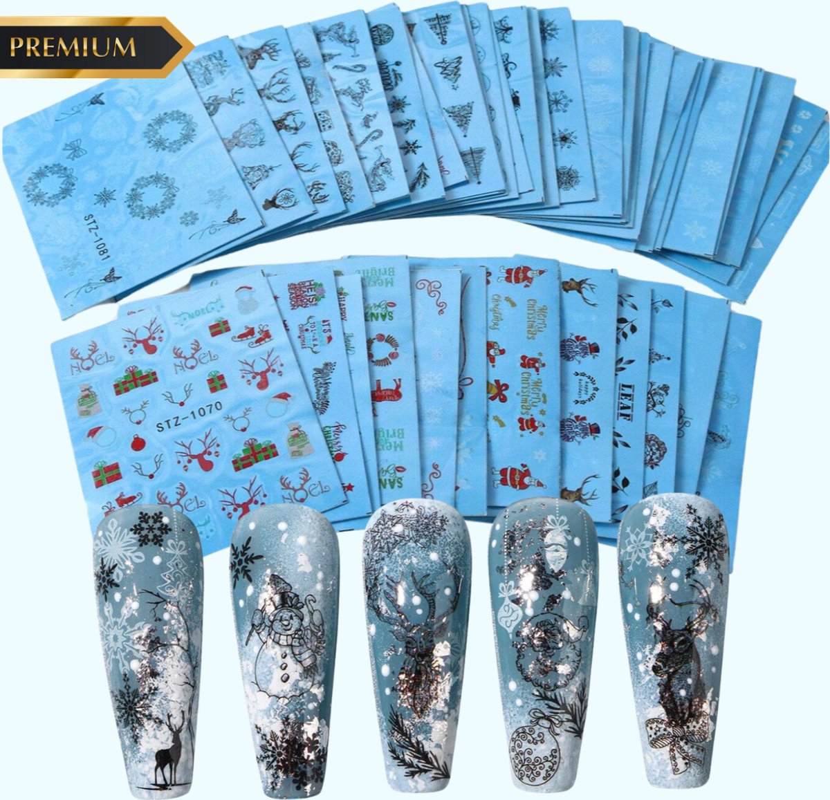 GUAPÀ® Nagelstickers Kerst diverse patronen | 42 Pcs Kerst nagelstickers | Nail Art | Nageldecoratie kerstvormpjes | Kinder Kerst Nagel Stickers | 42 Nagelstickers kerstvellen