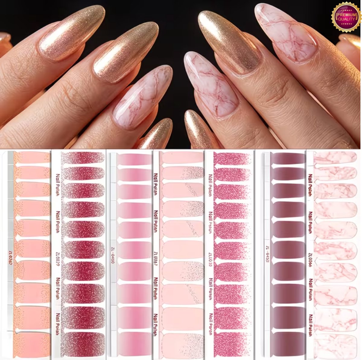 GUAPÀ® Nagelstickers & Nail wraps - 7 Vellen - Diverse kleuren Nagellak Wraps