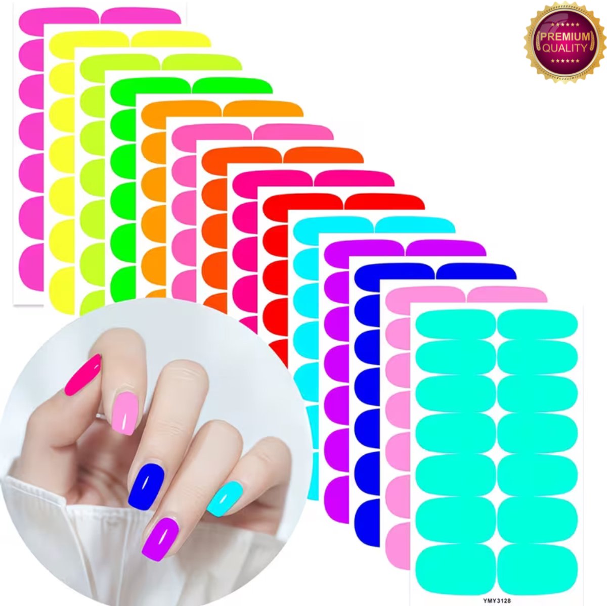 GUAPÀ® Nail Wraps Nagellak Stickers 12 Vellen | Neon Nagellak Wraps