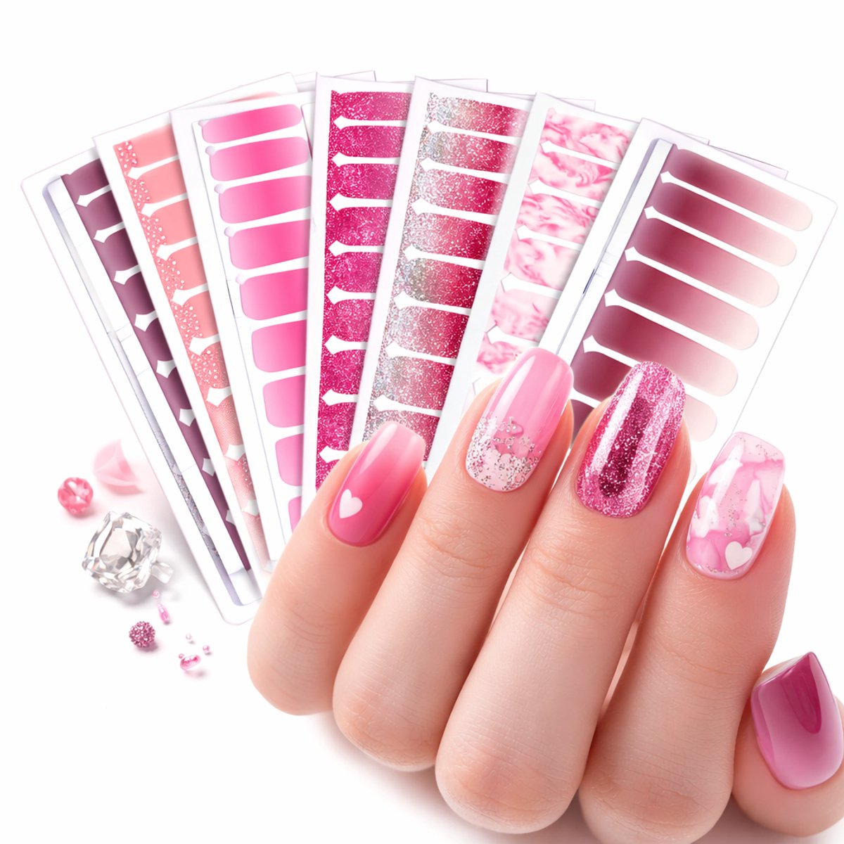 GUAPÀ® Nagelstickers & Nail wraps - 7 Vellen - Diverse kleuren Nagellak Wraps