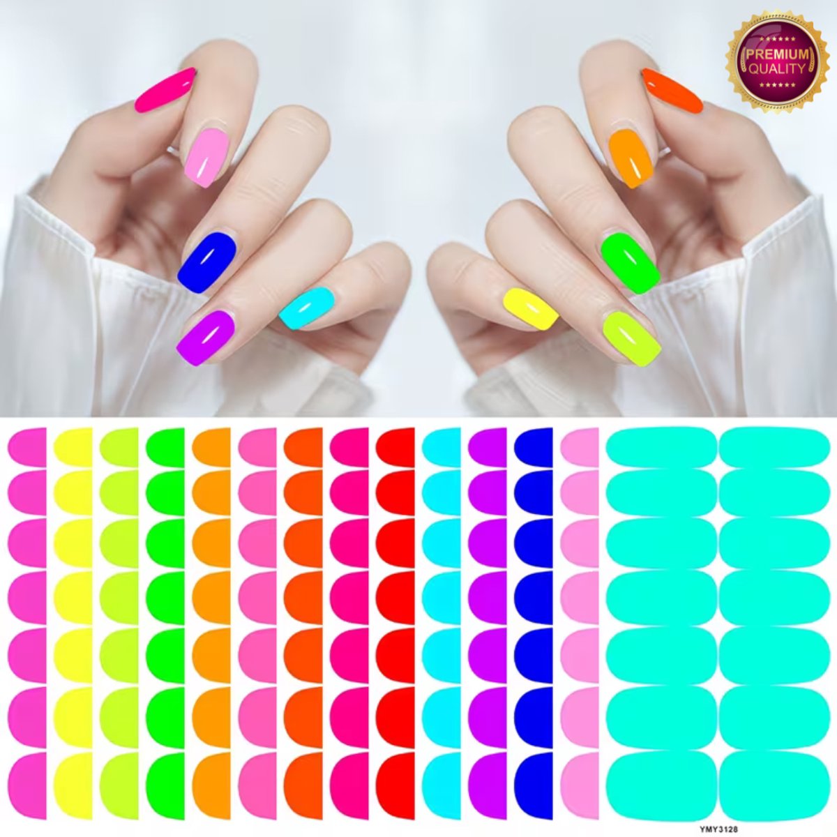 GUAPÀ® Nail Wraps Nagellak Stickers 12 Vellen | Neon Nagellak Wraps