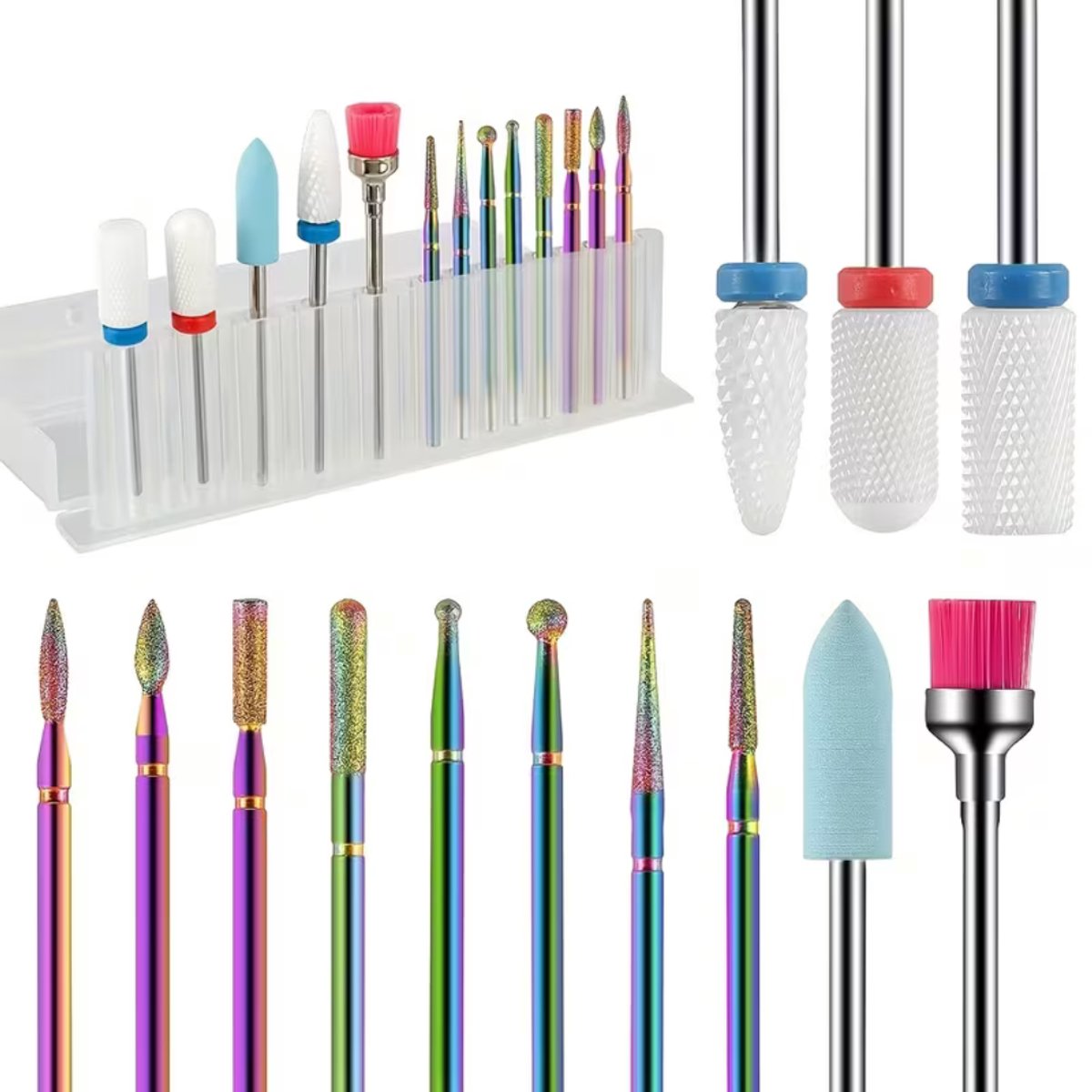 GUAPÀ® Nagelfrees Bitjes Keramische Nagelboor Set - 13 Nagel Bitjes - Elektrische Nagelvijl - Nagel Bitjes voor Frees - Opzetstukken Nagelfrees - Inclusief Opbergdoosje - Universeel - Keramische Set Nagelfrees Bitjes 13 Stuks