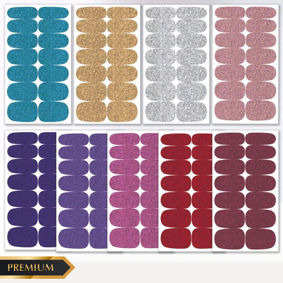 GUAPÀ® Nail wraps Nagelstickers | 168 Pcs Glitter Nagels | Nail Art | Nagel Folie | Diverse kleuren Nail Wrap | 9 Vellen Nagelstickers | Plaknagels | 168 Pcs Nail Wrap Stickers Glitters Multi Color