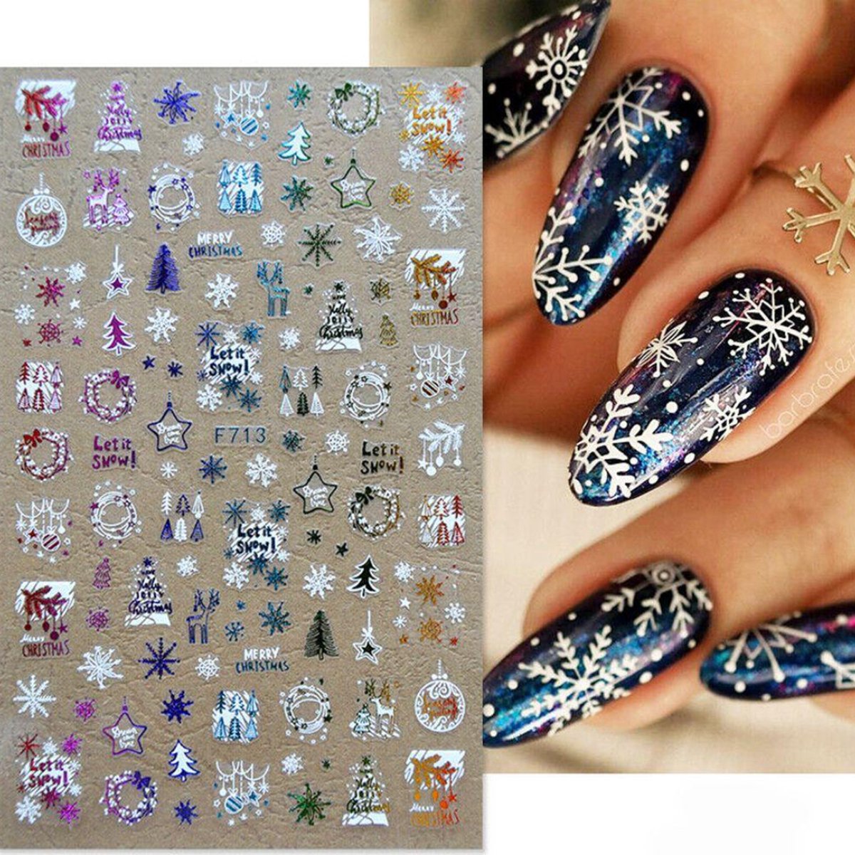GUAPÀ® Nail Art Nagelstickers | Zelfklevende 3D Nagel Stickers Kerst | Nail Art 3D Stickers | Gellak | Acryl Nagels | Nagelstickers Kinderen | Nail Art Stempel | 1 kerst vormpjes nagelstickers