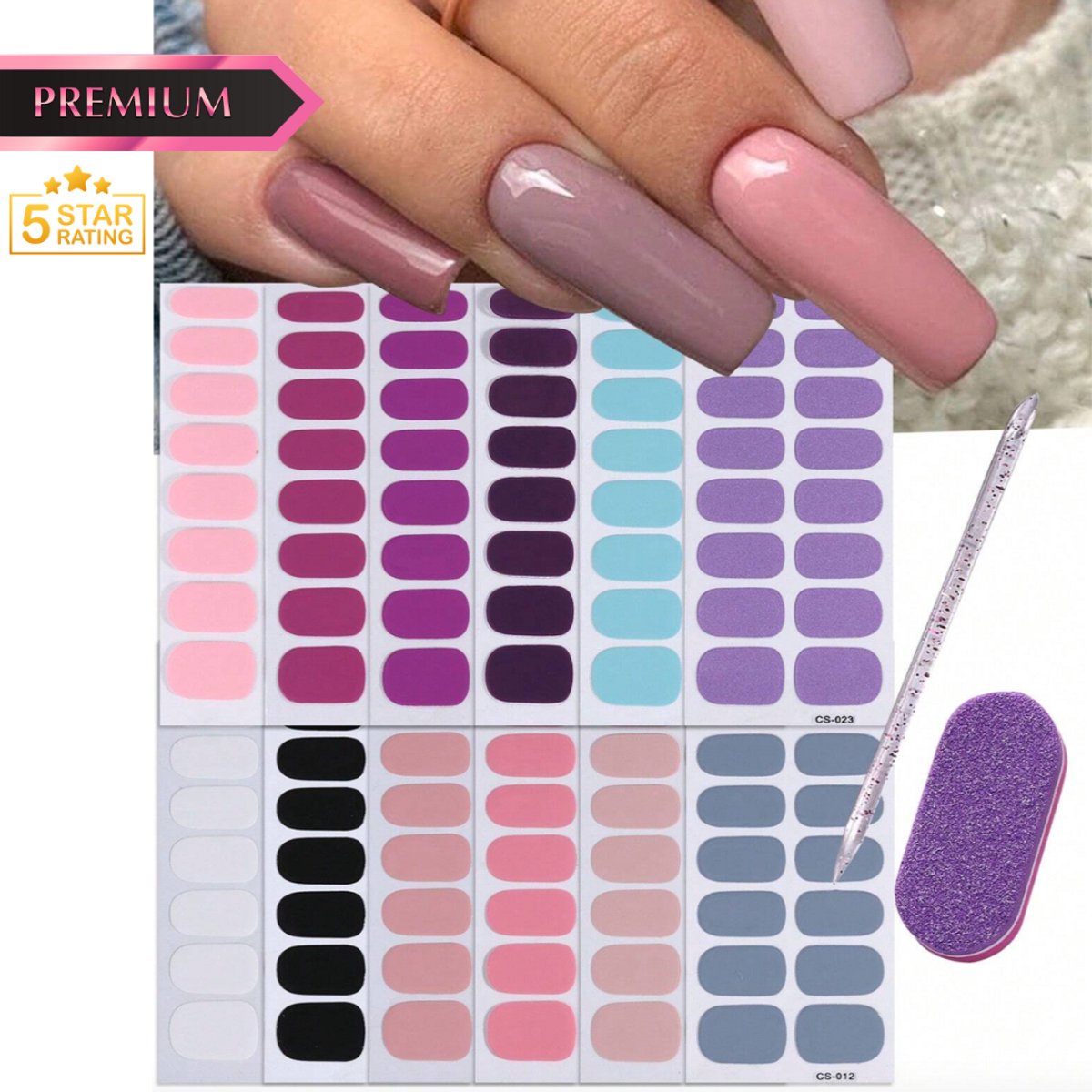 GUAPÀ® Nail wraps Nagelstickers | 12 Vellen Pastel Nagels | Nail Art | Nagel Folie | Diverse kleuren Nail Wrap | 12 Vellen Nagelstickers | Plaknagels | 144 Pcs Nail Wrap Stickers Pastel Multi Color