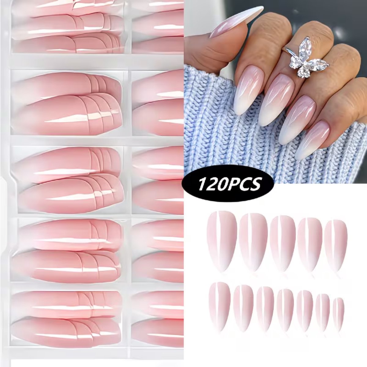 GUAPÀ® Plaknagels 120 Pcs Babyboom Pink | Almond Tips | Kunstnagels | Valse nagels | Press On Nails | Nepnagels Roze Babyboom 120 Stuks Almond Nail Tips