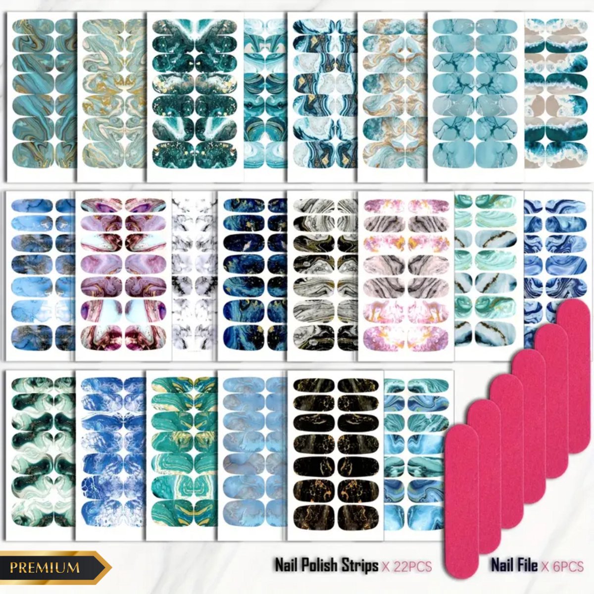 GUAPÀ® Nail Wraps Nagelstickers 22 Vellen | 22 Nagellak Wraps | Nail Art | Nagel Folie | Diverse kleuren Nagel Folie | 22 Vellen Nagelstickers | Plaknagels | 22 Vellen Nail Wrap Nagellak Stickers Marmeren Tinten