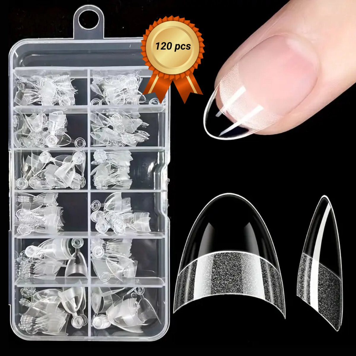 GUAPÀ® Nageltips Transparant 120 pcs | Almond Nageltips | Plaknagels | Nepnagels | Nagelverlenging Acryl en Gel | BIAB | C Curve Nails | 120 pcs Transparant False Nails