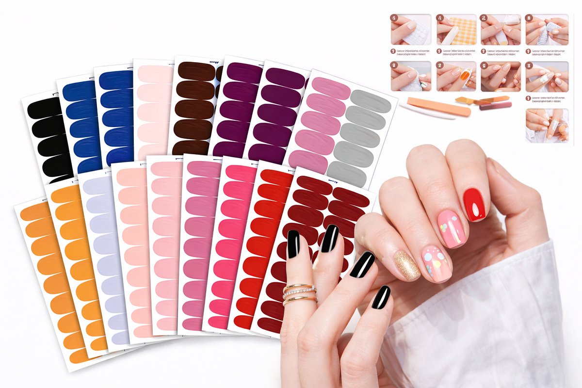 GUAPÀ® Nagelstickers & Nail wraps - 24 Vellen - Diverse kleuren Nagellak Wraps