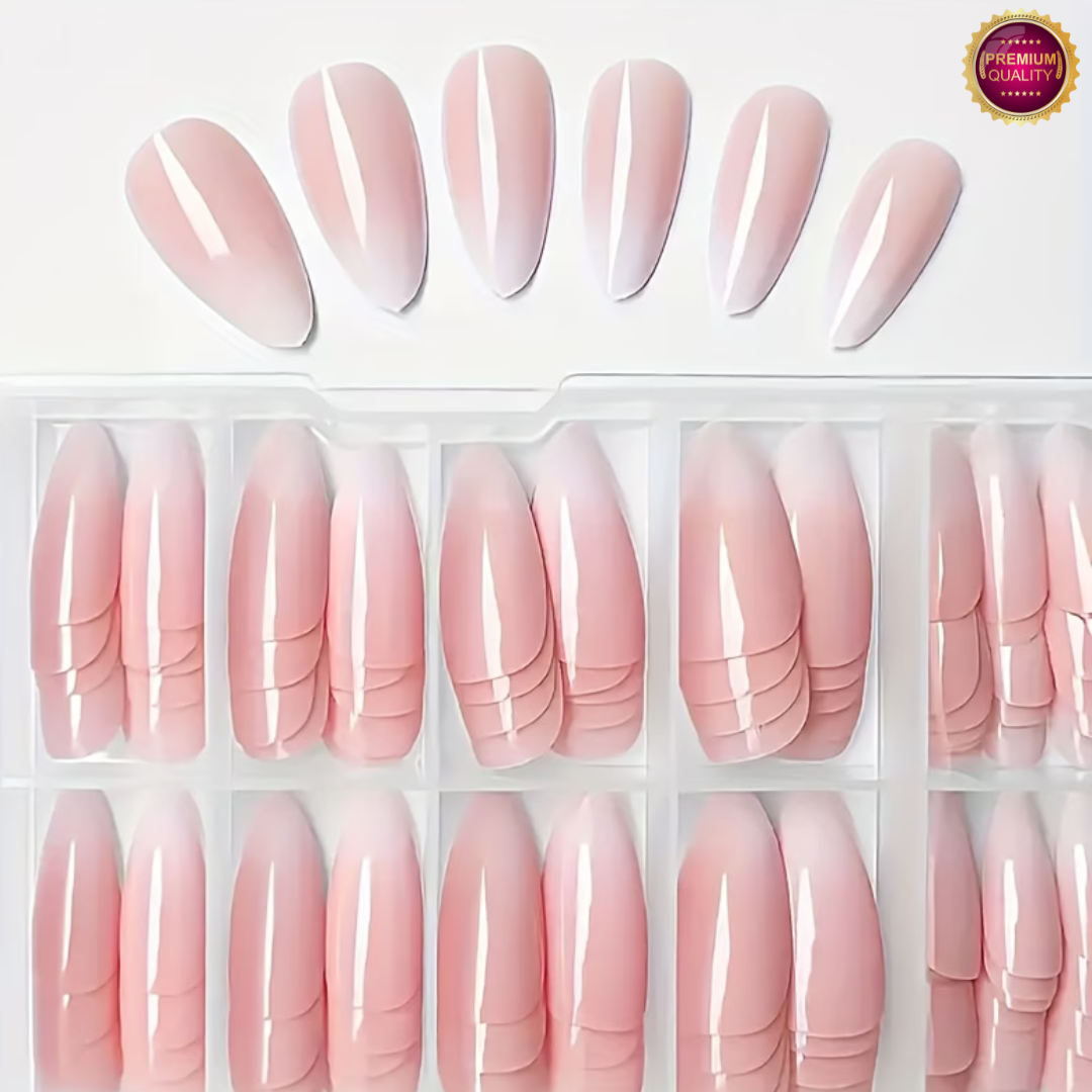 Plaknagels 144 Pcs Babyboom Roze | Almond Tips