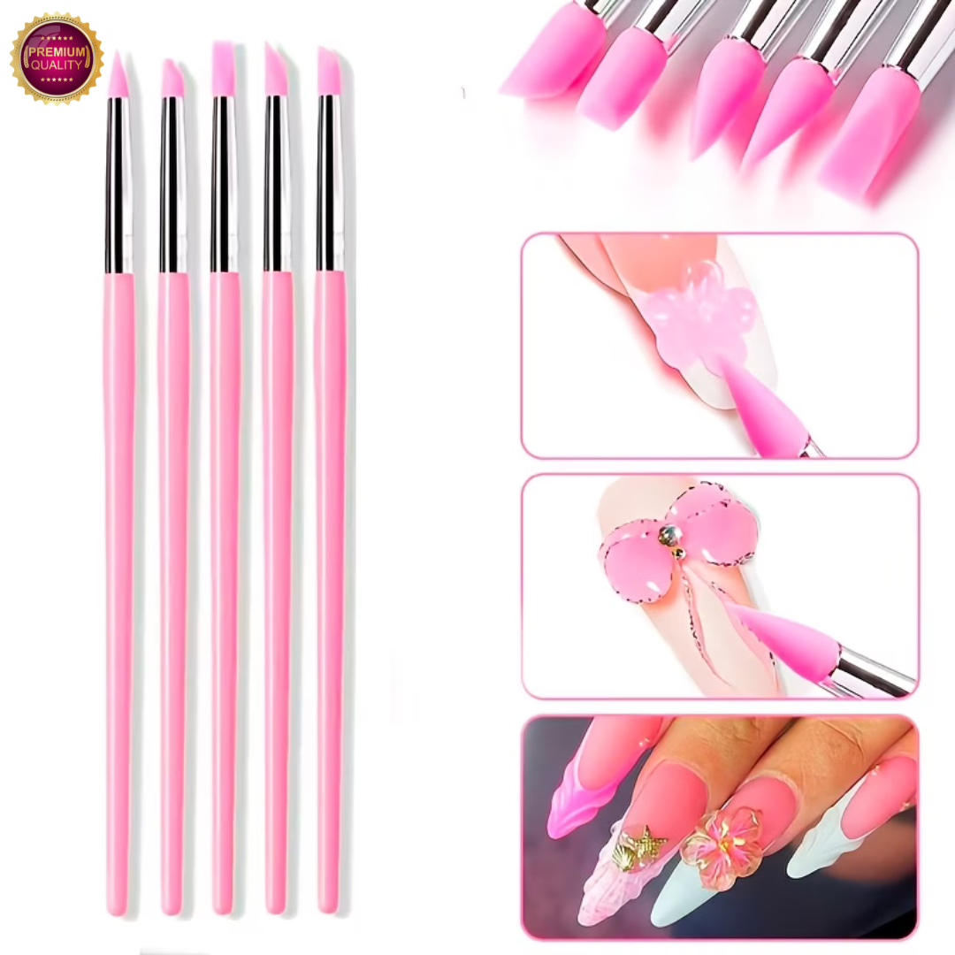 Nagelriem Bokkenpootjes Roze Silicone 5 Pcs