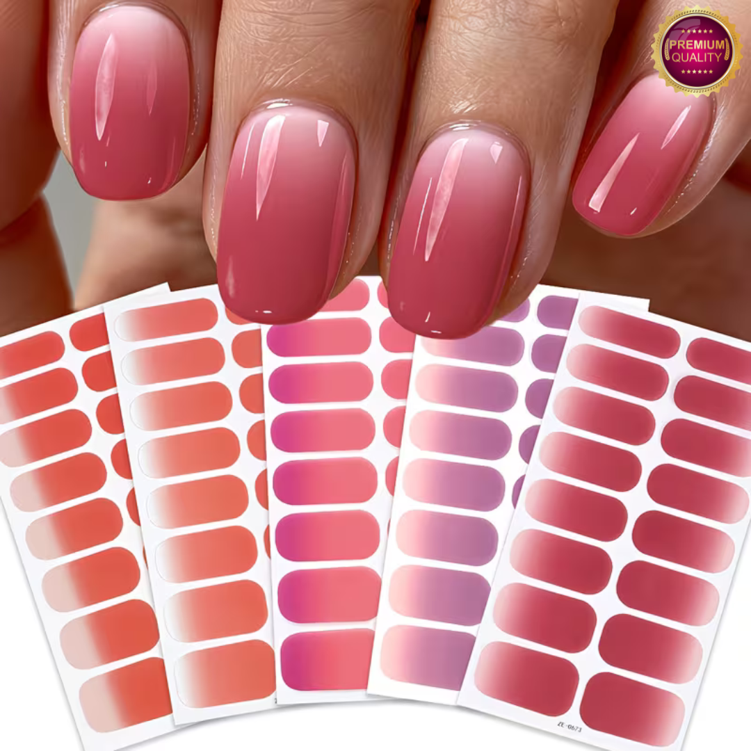Nail Wraps Nagelstickers 5 Vellen | Nagellak Wraps Roze Rode Tinten
