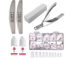 GUAPÀ - Kunstnagel Tips Voordeel Set 500 stuks - Wit French Manicure Tips met Nagellijm Tipknipper en Nagel Vijlen - Tips voor Acryl Nagels & Gel nagels / Hoge Kwaliteit - Professionele Markt
