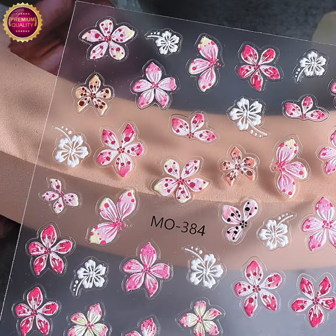 GUAPÀ® Nagelstickers Bloementjes 3 Vellen | Tropische Bloemen Diverse Kleuren