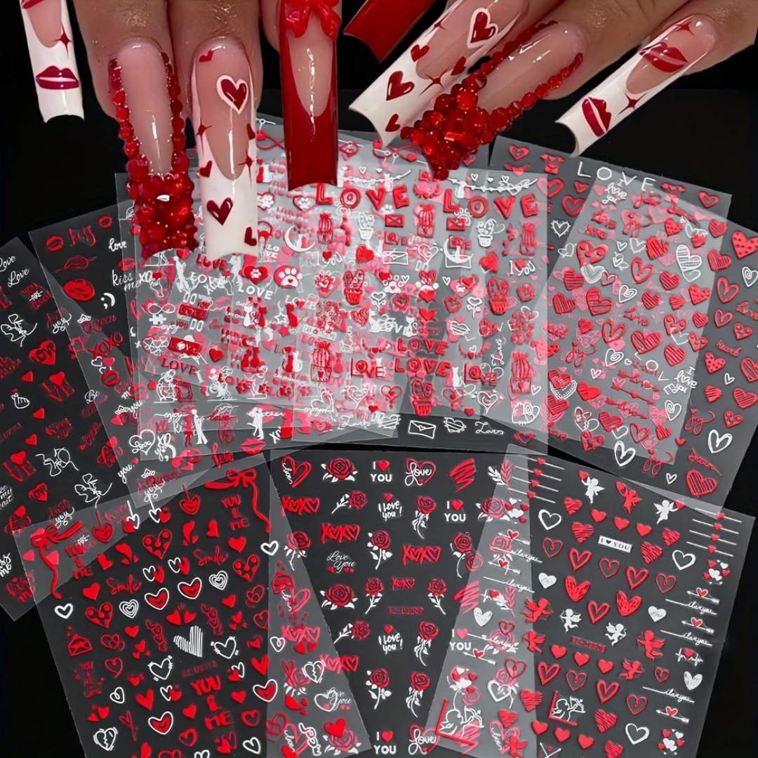 Nagelstickers Hartjes en Vormpjes 12 Vellen