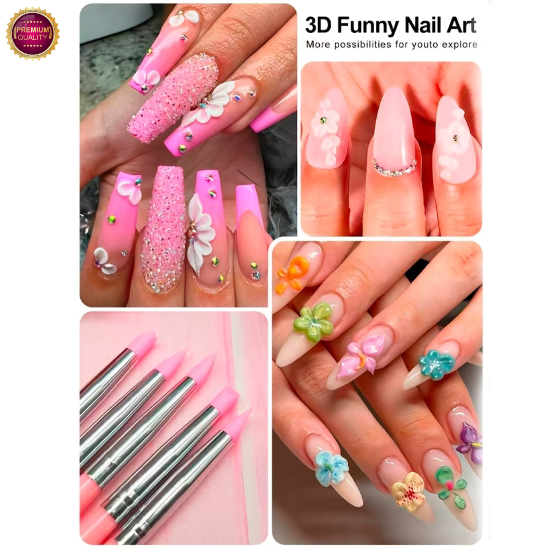 Nagelriem Bokkenpootjes Roze Silicone 5 Pcs