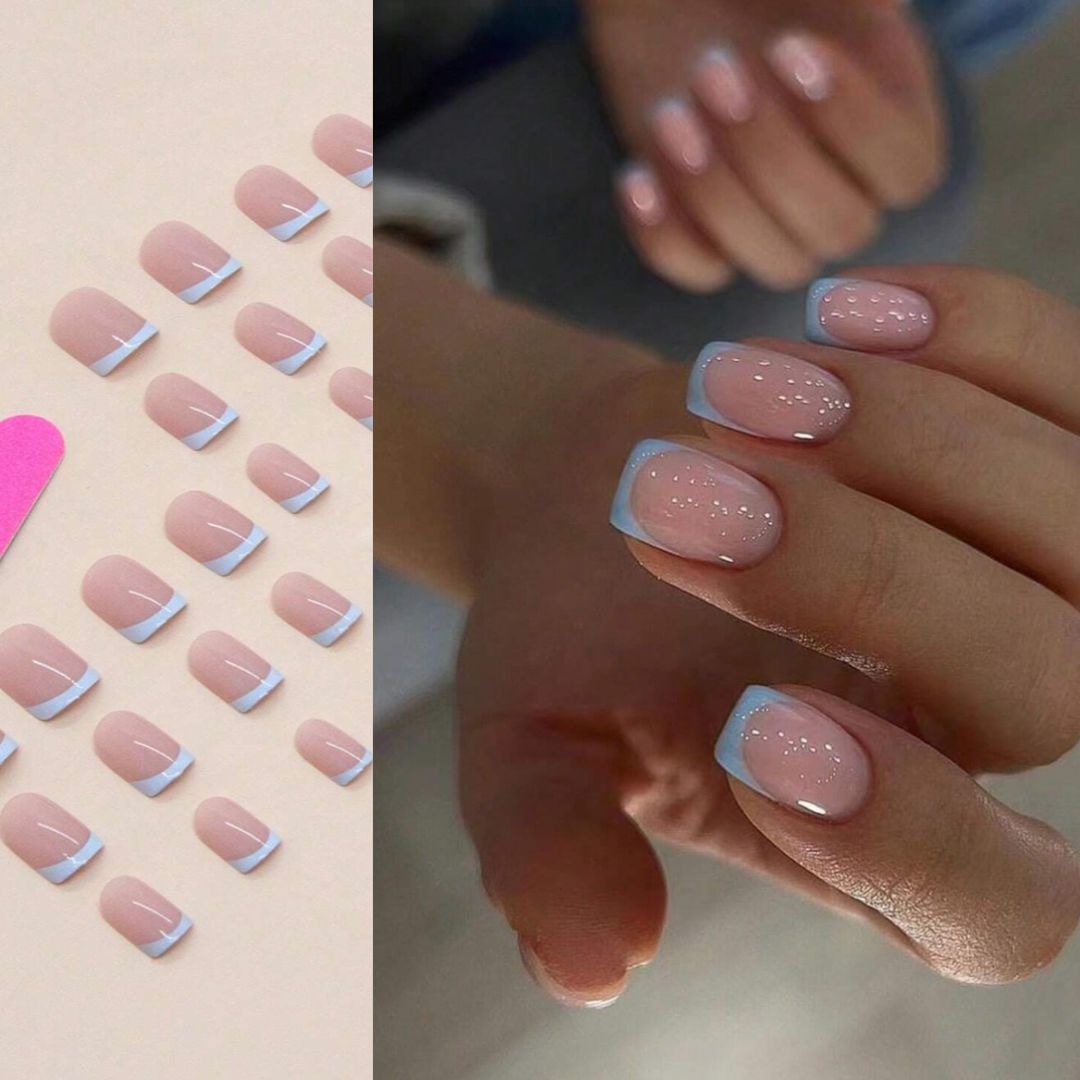 GUAPÀ® Plaknagels | 24 stuks valse nagels | French Manicure met blauw randje