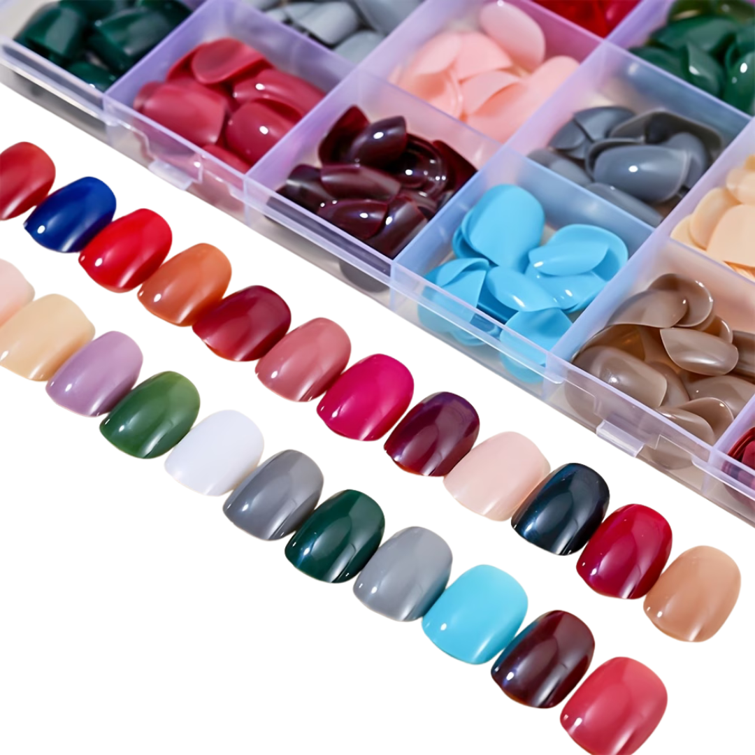 Plaknagels 588 Pcs Diverse Kleuren | Korte Nagel Tips