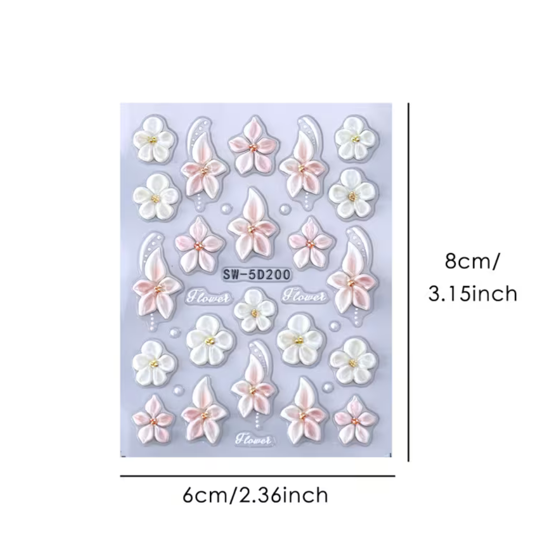 Nagelstickers Bloemen Wit | 1 Velletje Nagelstickers