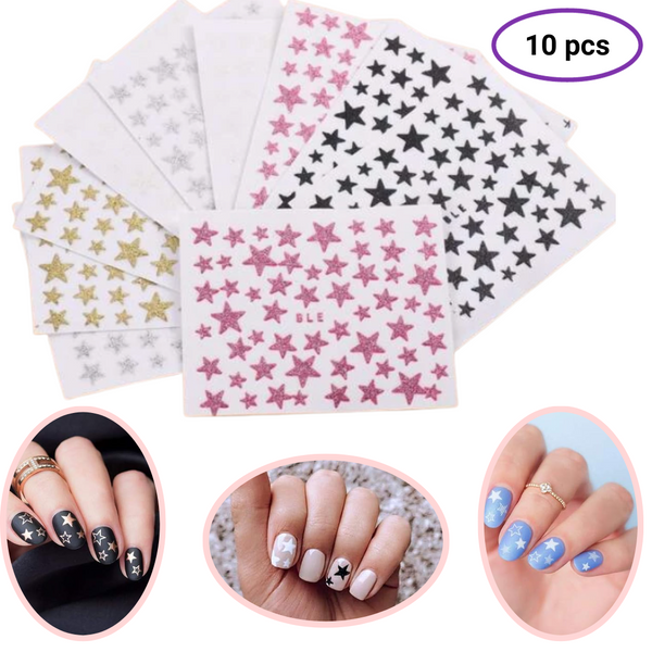 GUAPÀ® Nail Art Nagelstickers 10 glitter nagelstickers sterretjes