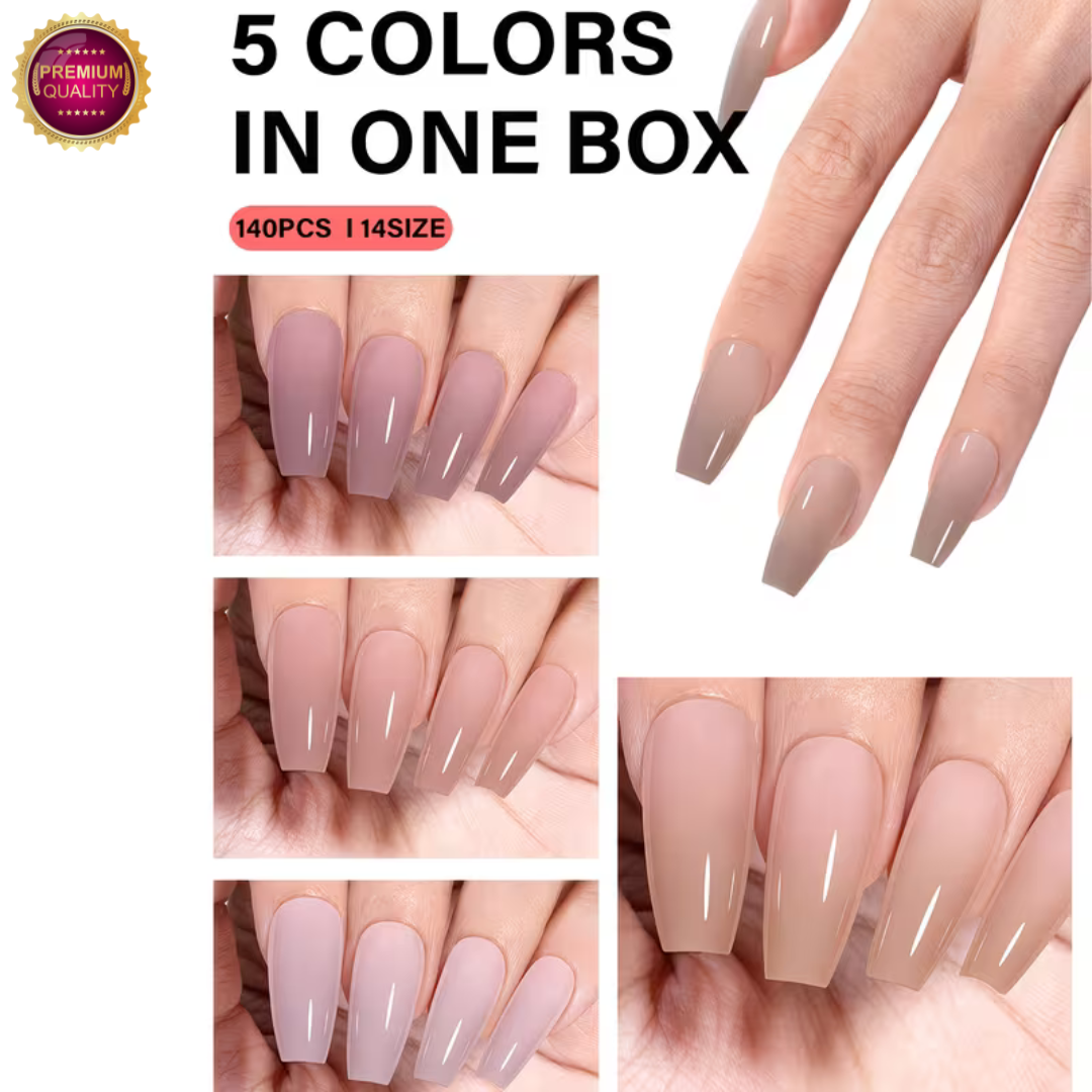 Plaknagels Vierkante Nageltips 240 Pcs | Diverse Nude Kleuren