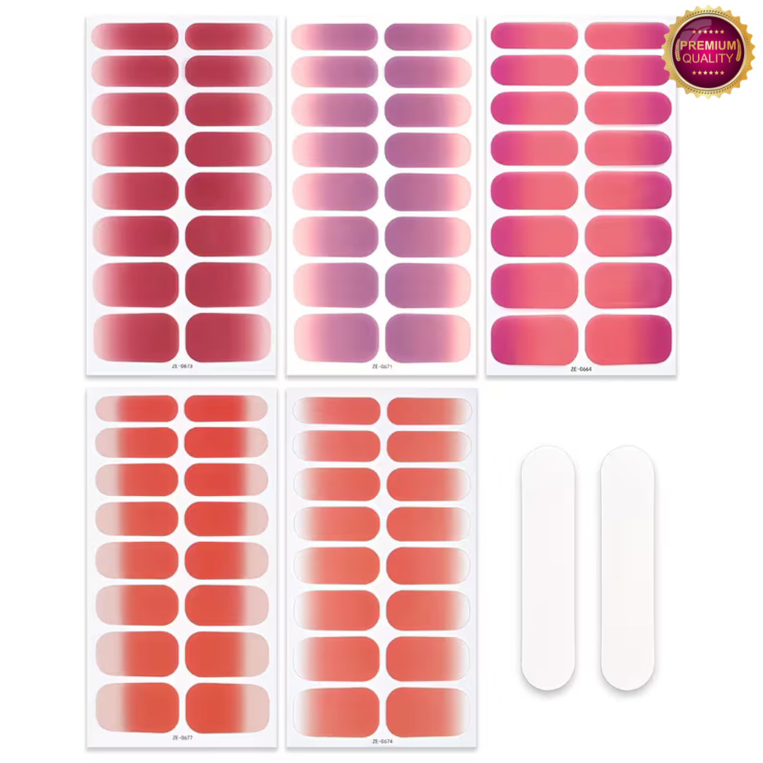 Nail Wraps Nagelstickers 5 Vellen | Nagellak Wraps Roze Rode Tinten