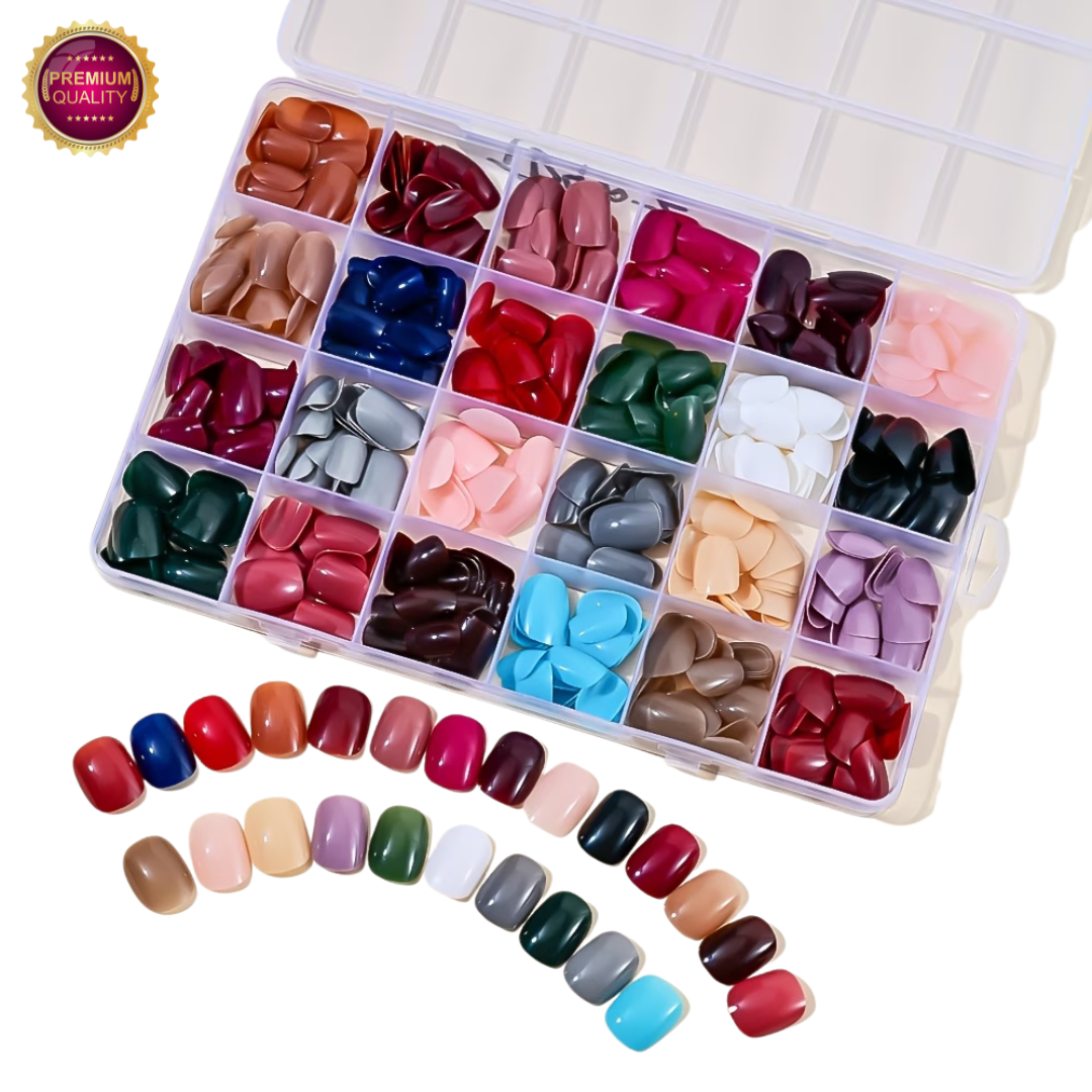 Plaknagels 588 Pcs Diverse Kleuren | Korte Nagel Tips