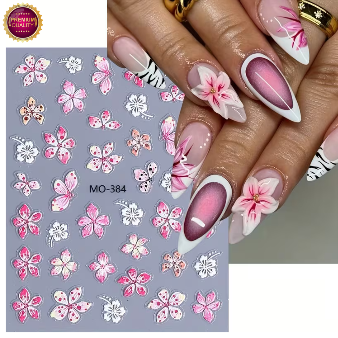 GUAPÀ® Nagelstickers Bloementjes 3 Vellen | Tropische Bloemen Diverse Kleuren