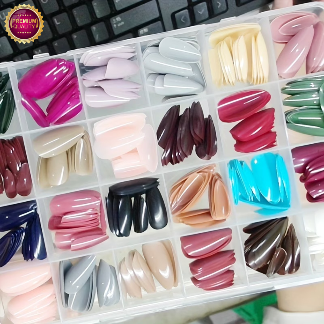 Plaknagels 576 Pcs Diverse Kleuren | Almond Tips