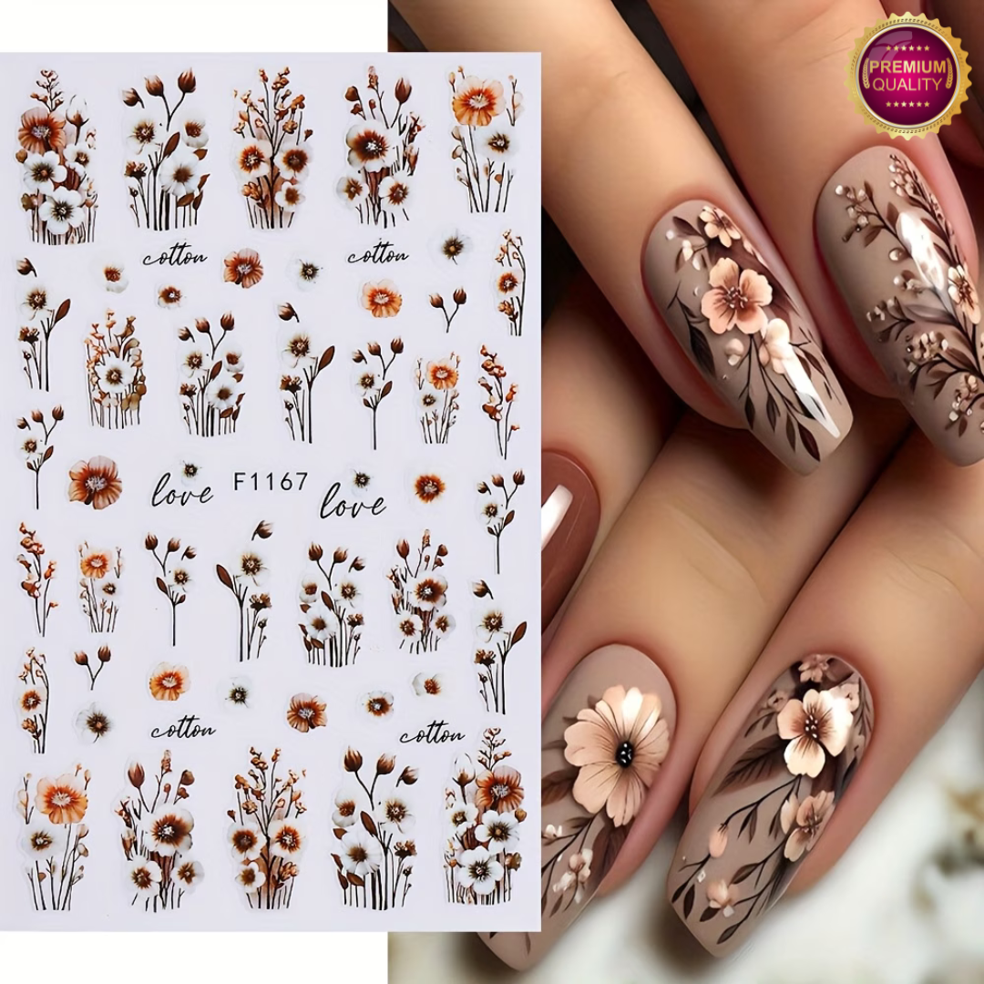 Nagelstickers Bloementjes 3D 2 Vellen