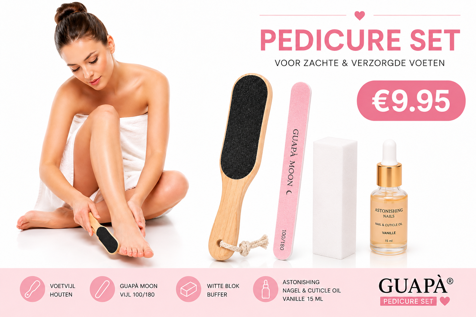 GUAPÀ Professionele Pedicure Set – 4-Delig voor Zachte & Verzorgde Voeten