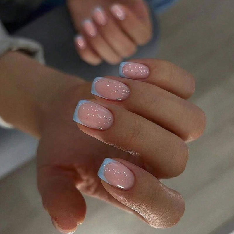 GUAPÀ® Plaknagels | 24 stuks valse nagels | French Manicure met blauw randje