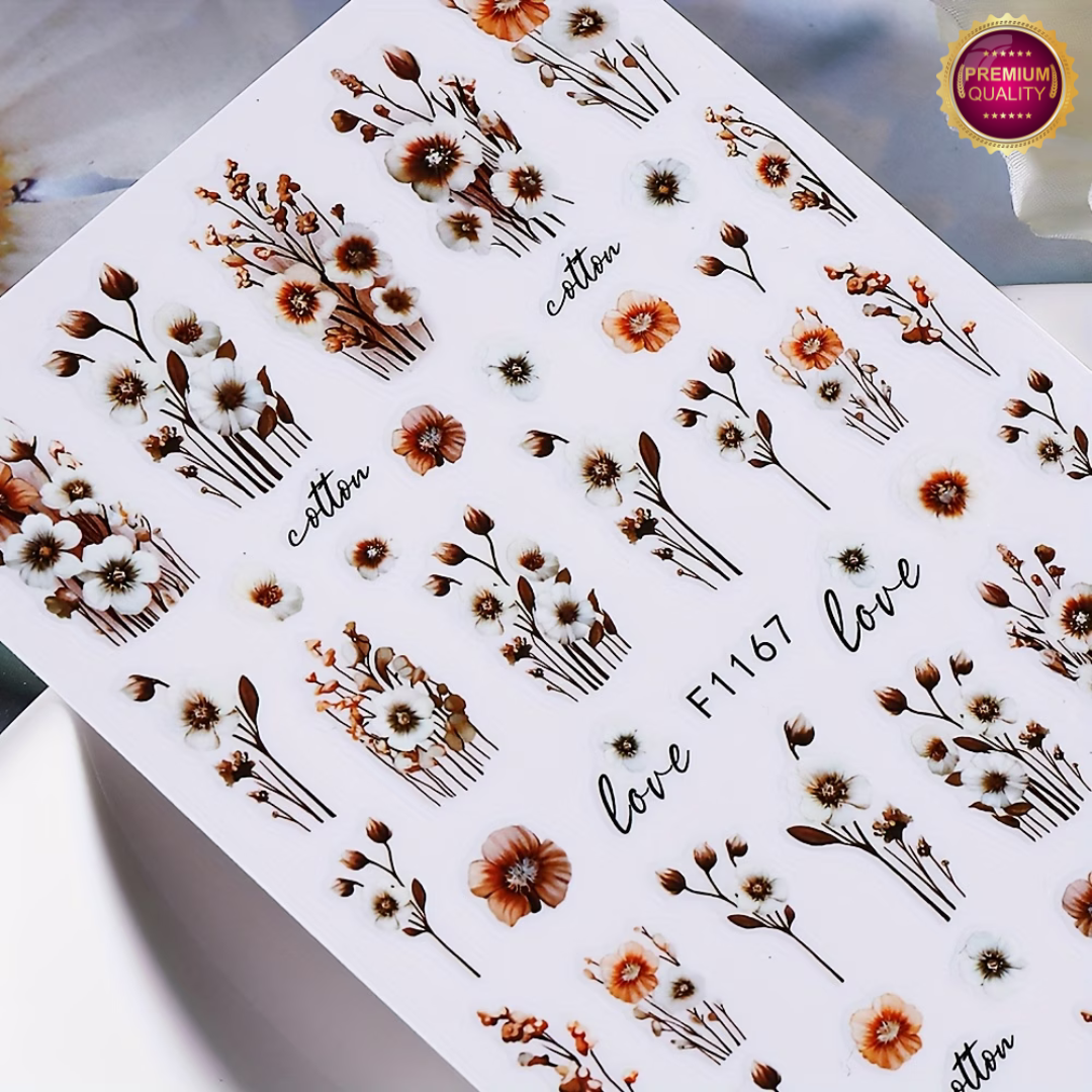 Nagelstickers Bloementjes 3D 2 Vellen